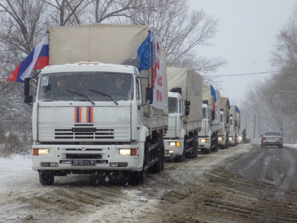 Тридцать елок, кроме тушенки и консервов, прислала Россия в «ЛНР»